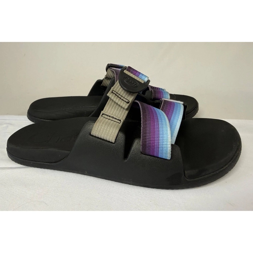 Chaco Chillos Slide Sandals Women's 9 Black Purple Z-Straps Slip On Open Toe